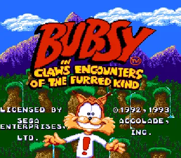 Bubsy in - Claws Encounters of the Furred Kind (USA, Europe) screen shot title